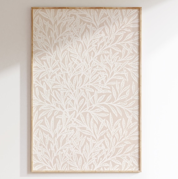 Beige William Morris Printable Wall Art, Neutral tone, Aesthetic Room Decor, Vintage Floral Pattern, Victorian Wall Art.