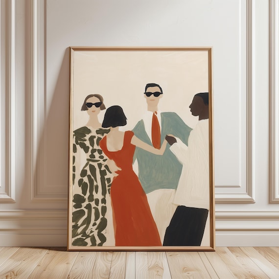 Retro Dance Party Chic, Mid-Century Modern Fashion Art (Digital Download) 243