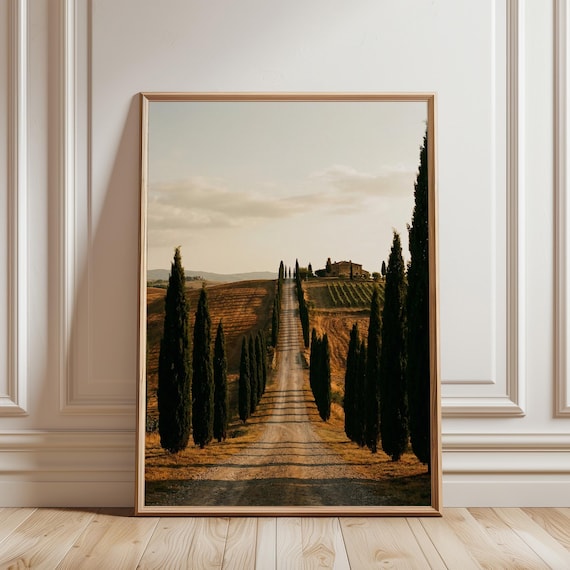 Tuscany Wall Art – Italian Countryside Cypress Road Print, Rustic Mediterranean Farmhouse Decor (Digital Download)