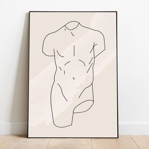 Roman Statue Torso Print, Rome statue, Print David, Digital download, Greek mythology art, Bust statue, Aesthetic Room Decor, Bust Sculpture