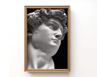 Stampa della statua di David, arte della mitologia greca, scultura in marmo (download digitale)