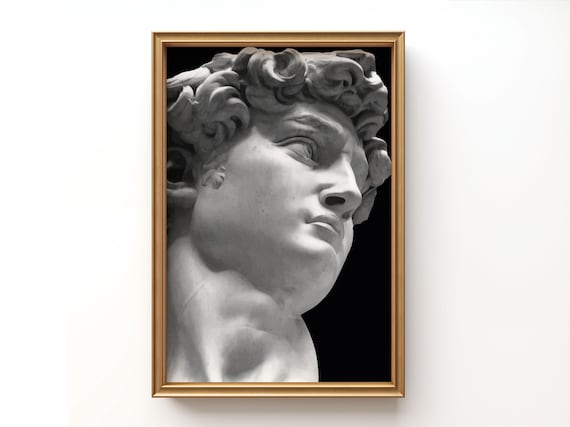 David Statue Print, Aesthetic Room Decor, Print David, Rome statue, Wall Decor, Greek mythology art, Bust statue, Marble Sculpture