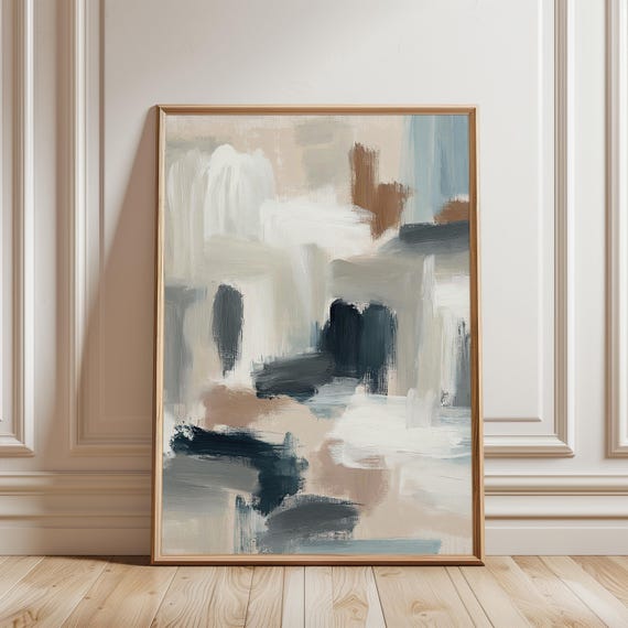 Neutral Abstract Painting, Modern Minimalist Wall Art with Textured Brushstrokes (Digital Download) 529