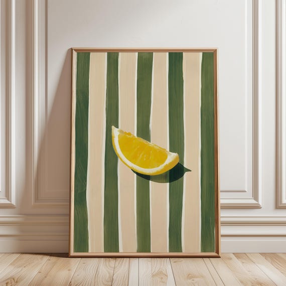 Fresh Yellow Lemon Wedge Painting, Summer Kitchen Decor Art Print (Digital Download) 614