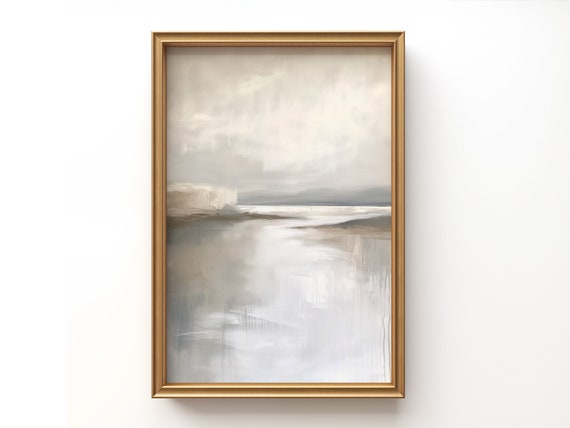 Neutral Abstract Landscape Painting | Nordic Minimalist Art (Printable)