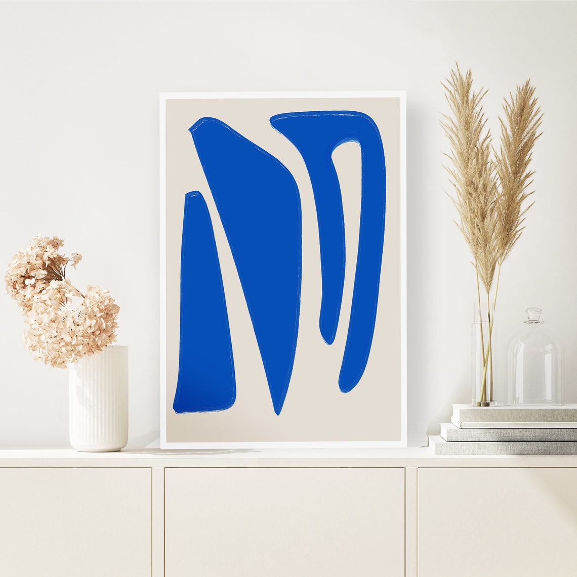 Blue Beige Wall Art Abstract Print Inspired by Matisse Etsy