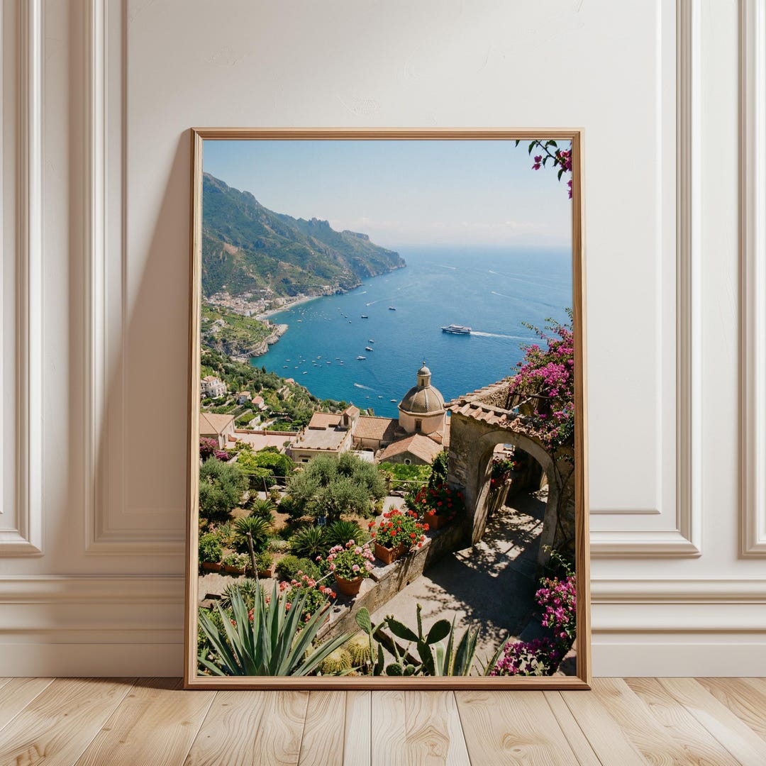 Italian Coastal Village Printable - Mediterranean Summer Landscape Art ...