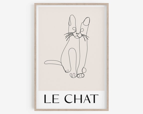 Animal Line Drawing, Minimalist kids room decor, Nursery wall decor, Animal Prints, Digital Download, printable wall art, cat print.