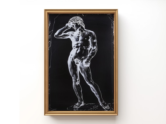 David Statue Drawing | Rome statue | Subtle Modern Room Decor, Print David | Wall Decor | Greek mythology | Ancient Greece art.