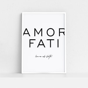 Amor Fati, Friedrich Nietzsche, Love of Fate, Stoic quote, Marcus Aurelius, Printable, Stoicism Poster,  Epictetus, Aesthetic Room Decor.