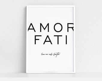 Impression de citation d'Amor Fati Nietzsche, art mural stoïque (téléchargement numérique)