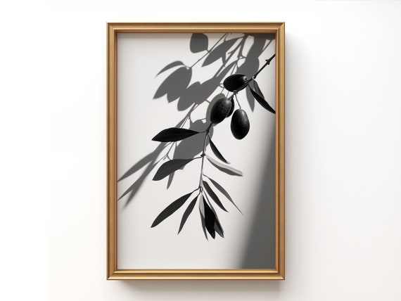 Olive tree branch Black and White | Kitchen decor | Living Room Decor | Instant Download Wall art | Modern Minimalist | Maison Succès.