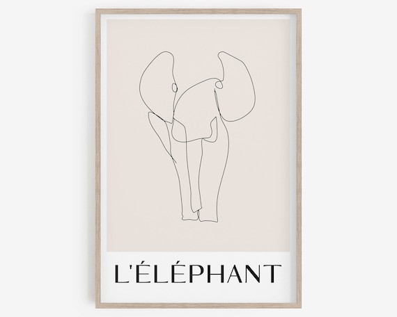 Animal Line Drawing, Minimalist kids room decor, Nursery wall decor, Animal Prints, Digital Download, printable wall art, Elephant print.