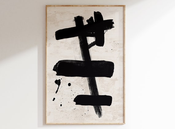 Franz Kline Inspired Abstract Art - Mid-Century Modern Aesthetic - Large Printable Wall Decor for a Stylish interior.