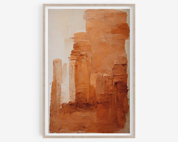 Terracotta Wall Art, Abstract Art Print, Printable, Neutral Art Print, brown wall art, Earthy tones, indie room decor. Brush Stroke art.