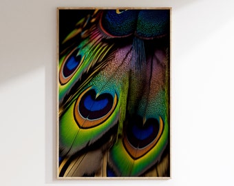 Peacock Feather Wall Art | Exotic Bird PRINT (Digital Download)