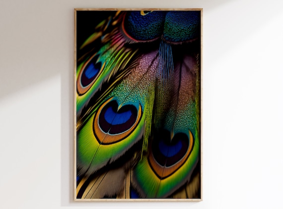 Peacock feathers Wall Art  | Exotic decor | Coastal Farmhouse  | Original Bird | PRINTABLE Digital Download | INSTANT download.