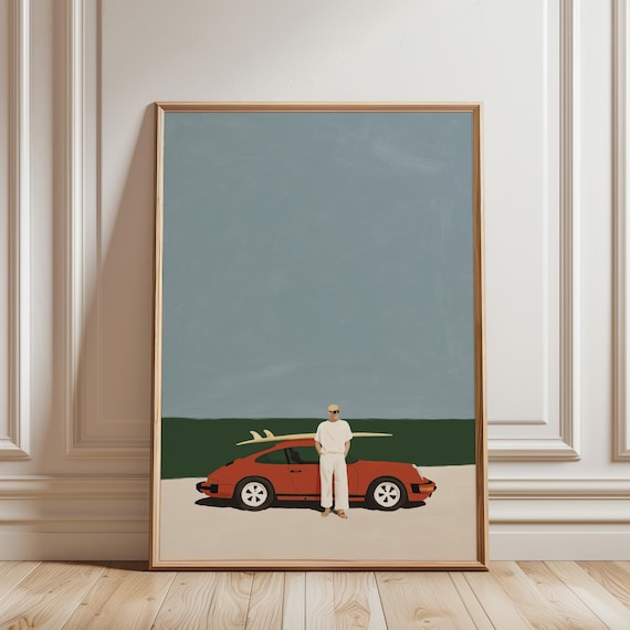 Porsche 911 Turbo Painting – Surf Car Wall Art (Instant Download)
