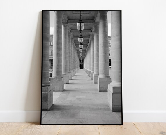 Palais Royal Garden Print, Paris, Aesthetic Room Decor, Digital download, large printable, Paris Photography, Paris Wall Art, Greek Column.