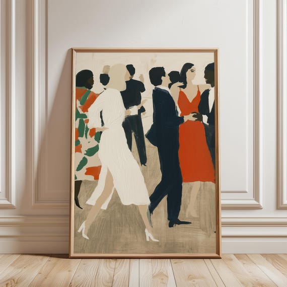 Mid-Century Modern Dance Painting, Vintage Chic Couples Art (Digital Download) 414
