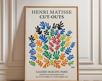 Henri Matisse Cut-Outs Exhibition Poster, Botanical Wall Art, Colorful Abstract Gallery Wall Decor, Mid Century Modern (Digital Download)