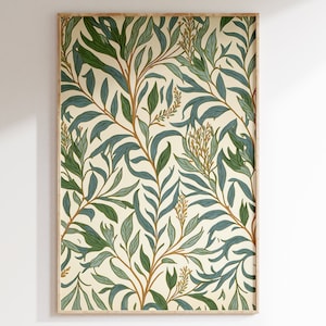 William Morris Willow Bough druckbare Wandkunst, sofortiger Download, ästhetisches Raumdekor, Vintage Blumenmuster, Ausstellungsplakat.