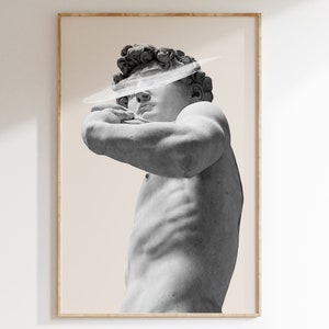 David Statue Print, Rome statue, Print David, Digital download, Greek mythology art, Bust statue, Aesthetic Room Decor, Marble Sculpture