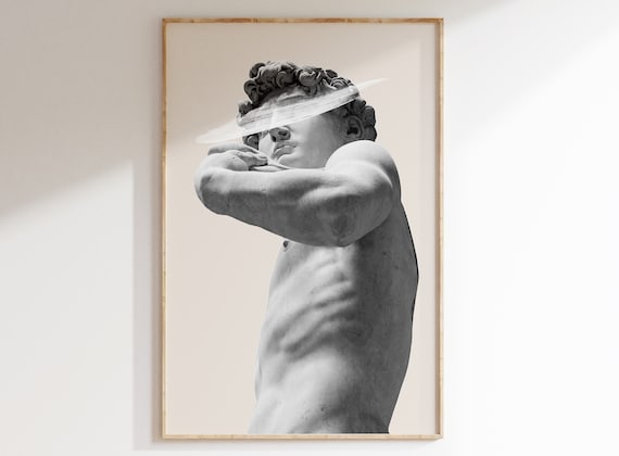 David Statue Print, Rome statue, Print David, Digital download, Greek mythology art, Bust statue, Aesthetic Room Decor, Marble Sculpture