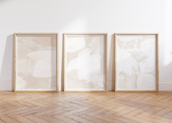 Beige Wall Art, Set of 3 Prints,  Abstract Art Print, Neutral Art Print, Cream wall art, gallery wall set, wall art set, Brush Stroke Art.