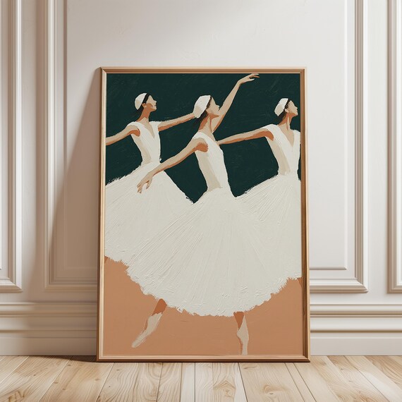 Elegant Ballerinas Abstract Painting, Modern Chic Summer Decor (Digital Download) 634