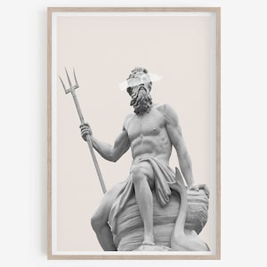 Poseidon statue print, Greek mythology art, Greek Decor, Aesthetic room decor, greek god, Poseidon, printable, wall art.