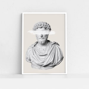 Marcus Aurelius home decor, Stoic, Aesthetic Room Decor, Amor Fati, Stoicism, Marble Sculpture,  Memento Mori, Philosophy, Printable.