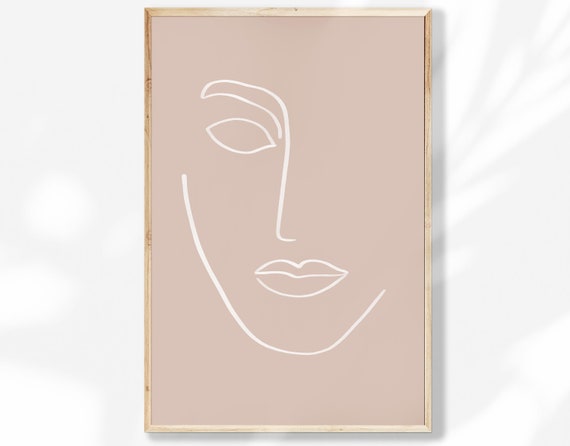 Abstract Face Illustration, Aesthetic Room Decor, Terracotta, Modern Art Print, Boho Home Print, One Line Drawing, Minimal Art, face