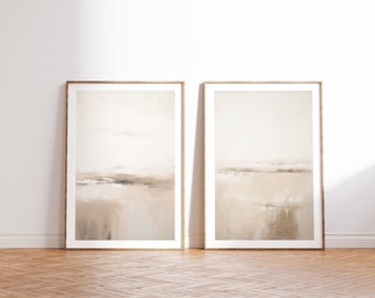 Beige Abstract Art Prints: Nordic Minimalist Decor (Set of 2) (Digital Download)