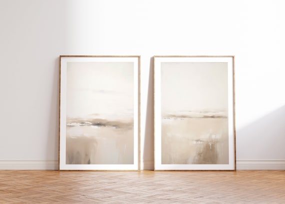 Beige Abstract Art Prints: Nordic Minimalist Decor (Set of 2) (Digital Download)