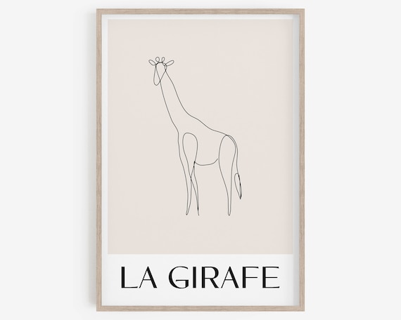 Animal Line Drawing, Minimalist kids room decor, Nursery wall decor, Animal Prints, Digital Download, printable wall art, Giraffe print.