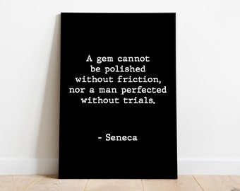 Stampa con citazione di Seneca, arte murale sulla filosofia stoica (download immediato)
