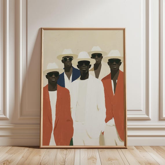 Elegant Les Sapeurs Gouache Portrait, Bold Retro Fashion Summer Print (Digital Download) 664
