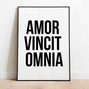 Amor Vincit Omnia Love conquers all, Wall Art, Instant Download, Printable Poster Wall Art, Home Decor, Apartment Print, Latin Love quote.