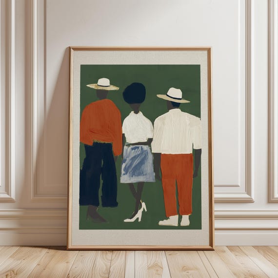 Afro-Bohemian Stylized Figures, Retro Modern Art in Gouache Style (Digital Download) 511