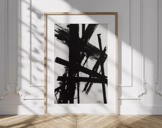 Franz Kline Inspired Abstract Brushstrokes Art Print (Digital Download)