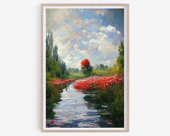 Claude Monet Painting, Printable, impressionist painting, Vintage French Home Decor, Floral Print, Poppy, Floral Decor, Pretty, A1/A2/A3/A4.