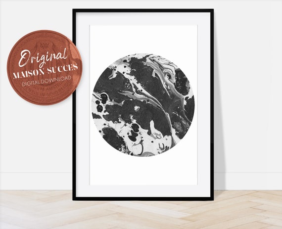 Black Marble Wall Art, Abstract Art Print, Neutral Art Print, Black wall art, Marble art, Aesthetic room decor. black and white wall art.
