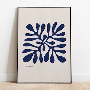 Matisse Blue Leaf cut-out, Indigo Blue Matisse Art Print, Henri Matisse Nu Bleu, Matisse Art Poster, Henri Matisse, Printable.