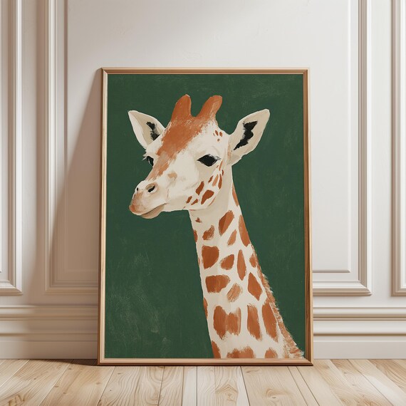 Cute Baby Giraffe Portrait, Nursery Safari Wall Art, Summer Decor (Digital Download) 643