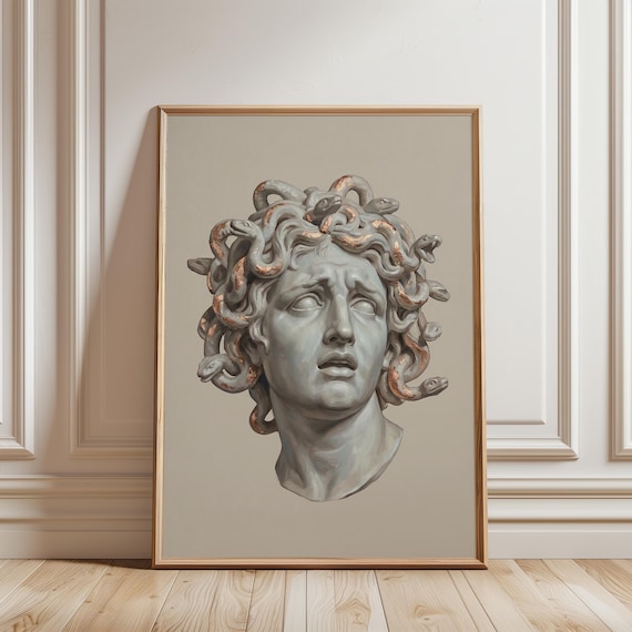 Classical Medusa Head Sculpture, Neoclassical Marble Bust Art (Digital Download) 585