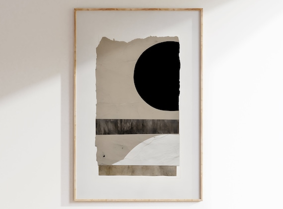 Wabi Sabi Collage Printable Art,Black Beige And White Japandi Wall Decor, Abstract Scandinavian Design, Minimalist Nordic for Home & Office