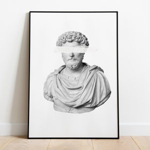 Marcus Aurelius home decor, Stoic, Aesthetic Room Decor, Amor Fati, Stoicism, Marble Sculpture,  Memento Mori, Philosophy, Printable.