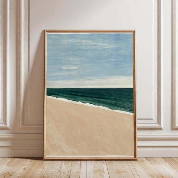 Minimalist Beach Seascape Art, Coastal Summer Decor, Summer Vibes Wall Print (Digital Download) 716