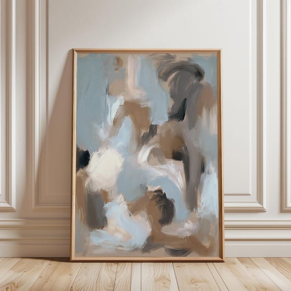Painterly Abstract Brushstroke Art, Modern Neutral Minimalist Wall Decor (Digital Download) 526